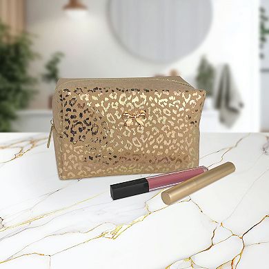 Belle Maison Gold Leopard Square Cosmetic Bag
