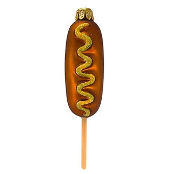 Pinnacle Peak Trading Corn Dog Food Polish Mouth Blown Glass Christmas Ornament
