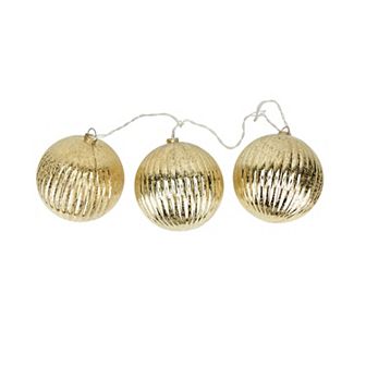 PENN Indoor / Outdoor 20-Count White Wire Ribbed Ball Gold Ornaments Christmas Light Set