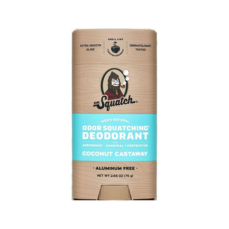 Dr. Squatch Mens Aluminum Free Deodorant  Natural Deodorant for Men  Coconut Castaway  2.65 fl oz