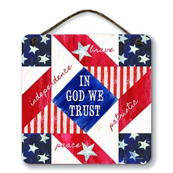 COURTSIDE MARKET In God We Trust Patriotic Hanging Artboard Wall Decor