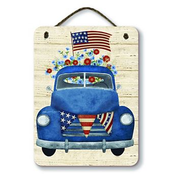 COURTSIDE MARKET Americana Wildflower Truck Hanging Artboard Wall Decor