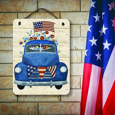 COURTSIDE MARKET Americana Wildflower Truck Hanging Artboard Wall Decor