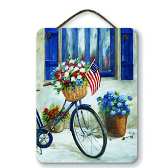 COURTSIDE MARKET Americana Wildflower Bicycle Painting II Hanging Artboard Wall Decor