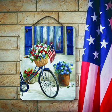COURTSIDE MARKET Americana Wildflower Bicycle Painting II Hanging Artboard Wall Decor