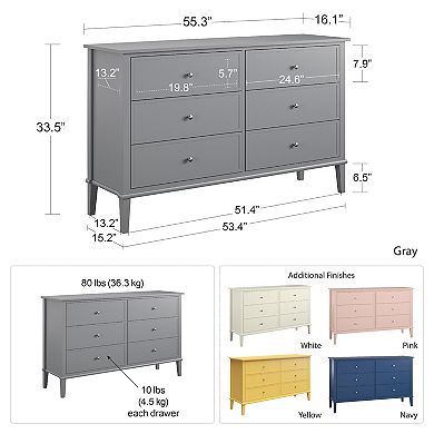 Ameriwood Home Franklin 6-Drawer Dresser