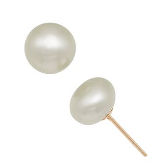10k Gold 8mm Freshwater Cultured Pearl Earrings