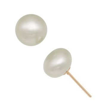 10k Gold 8mm Freshwater Cultured Pearl Earrings