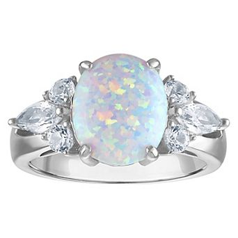Sterling Silver Lab-Created Opal Ring