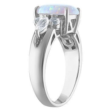Sterling Silver Lab-Created Opal Ring