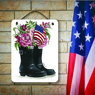 COURTSIDE MARKET Americana Rainboots Bouquet Hanging Artboard Wall Decor