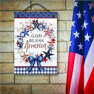 COURTSIDE MARKET God Bless America Rustic Hanging Artboard Wall Decor
