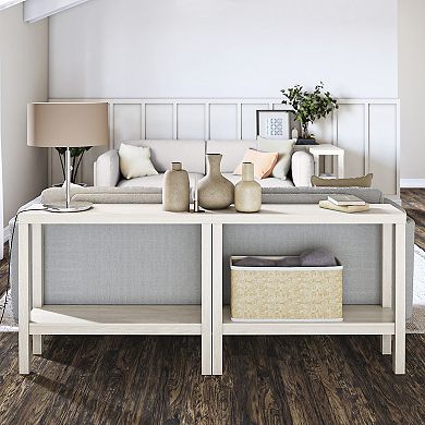 Ameriwood Home 2-Piece Parsons Wrap-Around Sofa Accent Tables Set