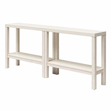 Ameriwood Home 2-Piece Parsons Wrap-Around Sofa Accent Tables Set