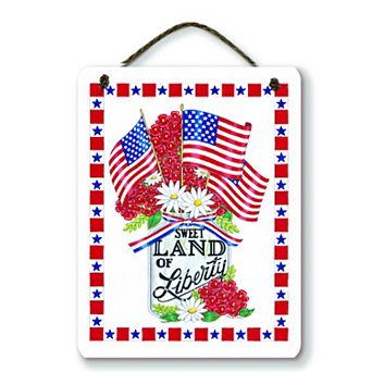 COURTSIDE MARKET Americana Sweet Land of Liberty Mason Jar Hanging Artboard Wall Decor