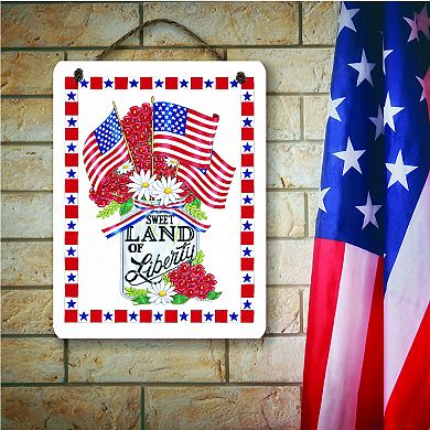 COURTSIDE MARKET Americana Sweet Land of Liberty Mason Jar Hanging Artboard Wall Decor