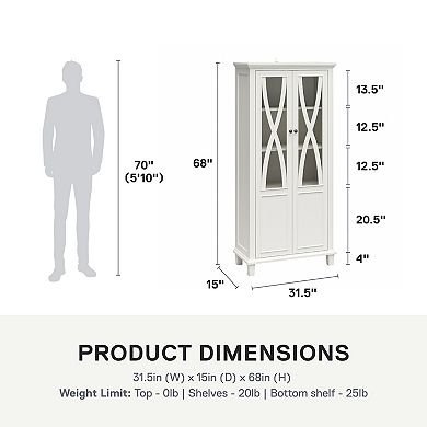 Ameriwood Home Ellington Tall Accent Cabinet with Glass Doors