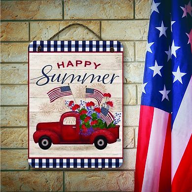 COURTSIDE MARKET Flower & Flags Happy Summer Hanging Artboard Wall Decor