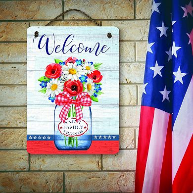 COURTSIDE MARKET Mason Jar Flower Bouquet Hanging Artboard Wall Decor