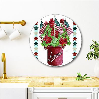 COURTSIDE MARKET Patriotic Flower Plaque Wall Art