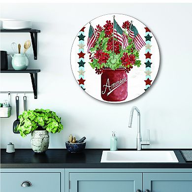 COURTSIDE MARKET Patriotic Flower Plaque Wall Art