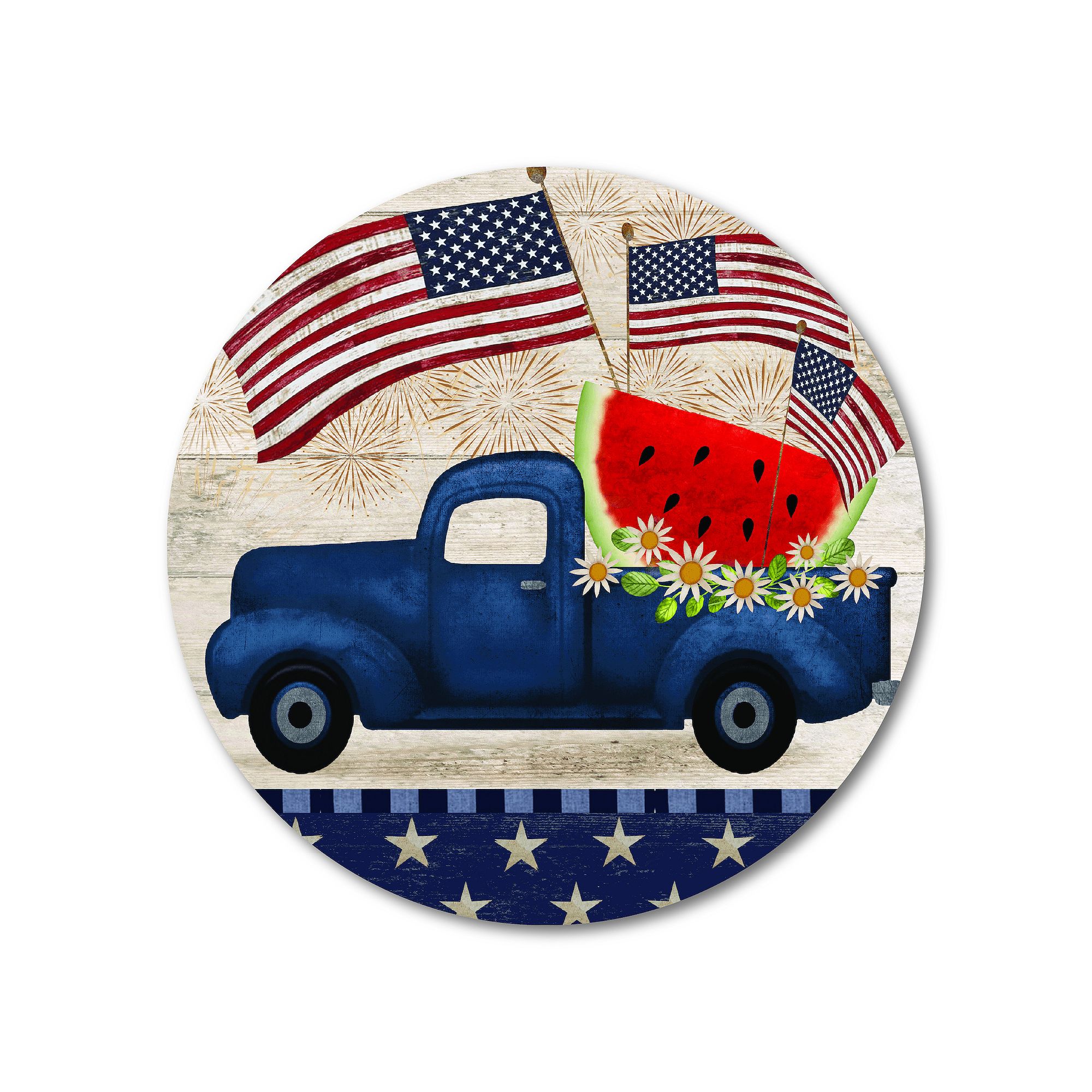 COURTSIDE MARKET Blue Patriotic Plaque Wall Art, Multi Color