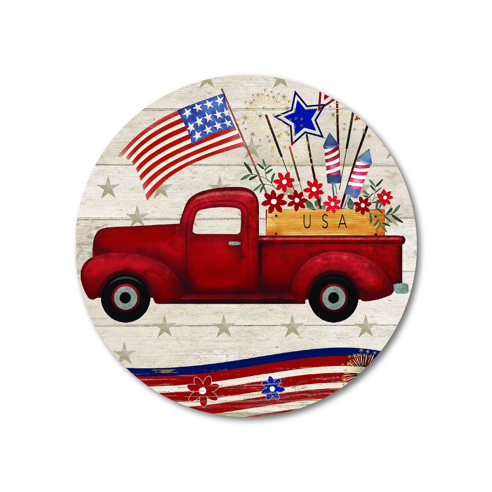 COURTSIDE MARKET Truck Fireworks Plaque Wall Art, Multi Color