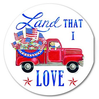 COURTSIDE MARKET Land that I love Circle Plaque Wall Art