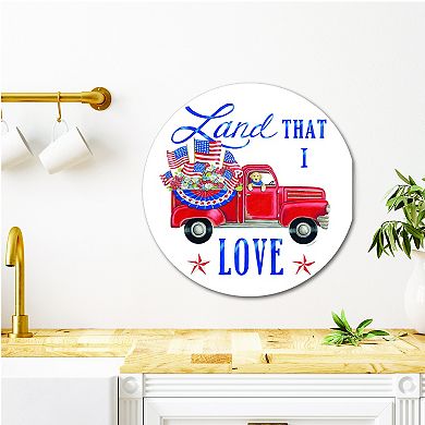 COURTSIDE MARKET Land that I love Circle Plaque Wall Art