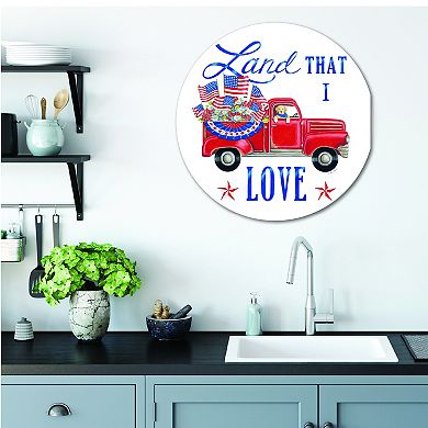 COURTSIDE MARKET Land that I love Circle Plaque Wall Art