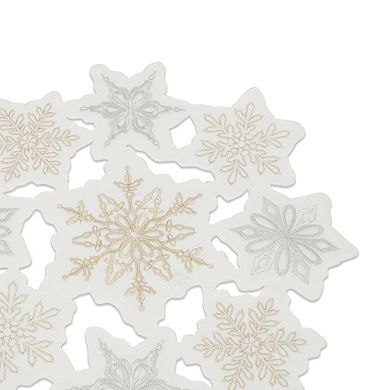 Melrose Embroidered Snowflake Doily Table Decor 3-Piece Set