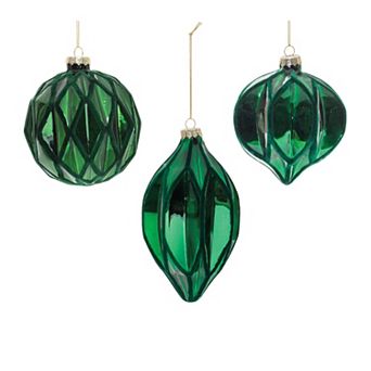 Melrose Harlequin Glass Ornaments 6 pc Holiday Decor Set