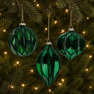 Melrose Harlequin Glass Ornaments 6 pc Holiday Decor Set