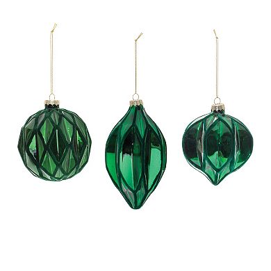 Melrose Harlequin Glass Ornaments 6 pc Holiday Decor Set