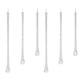 Melrose Beaded Glass Icicle Drop Ornaments 6 pc Holiday Decor Set