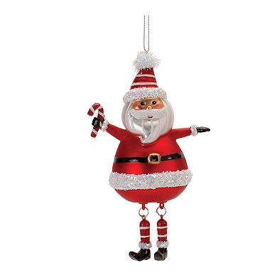 Melrose Glittered Glass Santa Ornaments 6 pc Holiday Decor Set