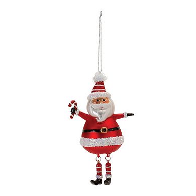 Melrose Glittered Glass Santa Ornaments 6 pc Holiday Decor Set