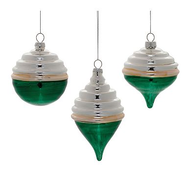 Melrose Two-Tone Tiered Glass Ornaments 12 pc Holiday Decor Set
