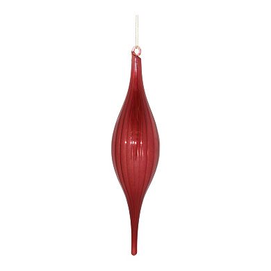 Melrose Red Ribbed Glass Drop Ornaments 6 pc Holiday Decor Set