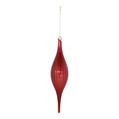 Melrose Red Ribbed Glass Drop Ornaments 6 pc Holiday Decor Set