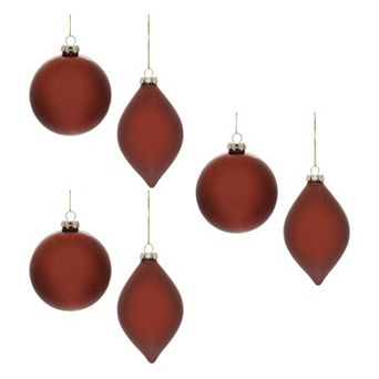 Melrose 6 pc Red Glass Ball Ornament Set