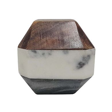 Everyday Decor Faceted Wood & Marble Table Decor