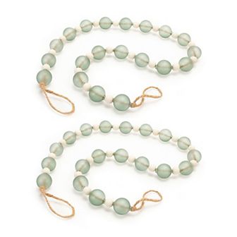 Melrose Glass and Wood Bead Garland 2 pc Holiday Decor Set
