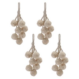 Melrose 4 pc Pom Pom Cluster Drop Ornament Set