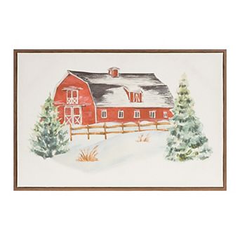 Melrose Framed Winter Barn Print Framed Wall Art