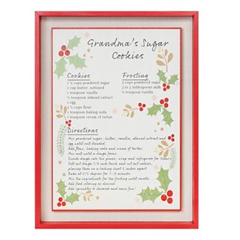 Melrose Framed Grandma's Cookie Recipe Wall Art