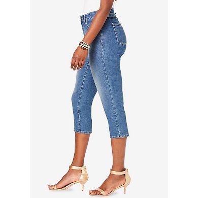 Roaman's Women's Plus Size Petite Plus Size 24/7 Stretch Capri Jean