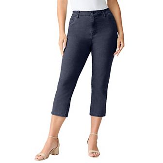 Roaman's Women's Plus Size Petite Plus Size Classic Stretch Capri Jean