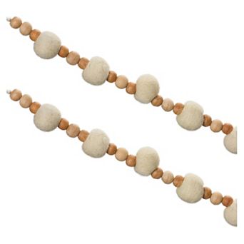 Melrose Wood Beaded String Garland 2 pc Set