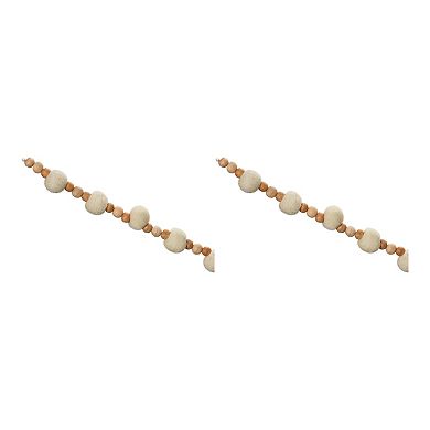 Melrose Wood Beaded String Garland 2-piece Set